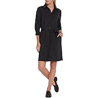 Theory Women's Tie-Waist Shirtdress, Black, P at Amazon Women's